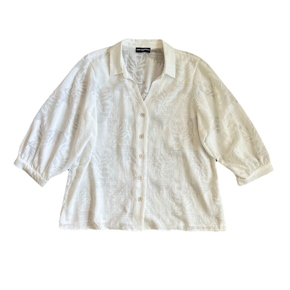 Karl Lagerfeld Paris Size Semi Sheer Floral Large Sleeve BOHO Peasent Top - Picture 1 of 8